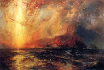 トーマス・モラン Painting - 激しく降り注ぐ赤い太陽が天を焼き尽くした ロッキー山脈学校 トーマス・モラン